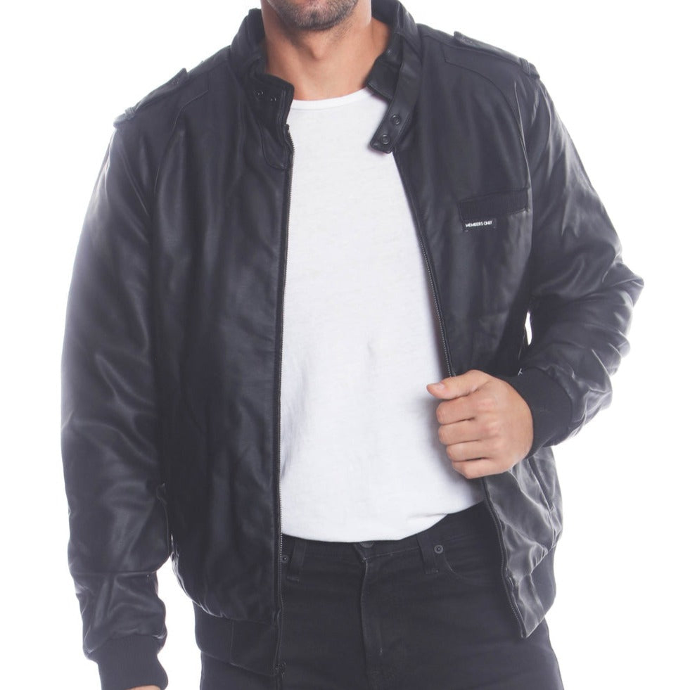 MEN'S FAUX LEATHER ICONIC RACER JACKET