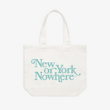 Ludlow Market Tote in Cream with Blue Letters