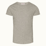 OB-T White Tailored Fit Crew Neck T-Shirt in Mid Grey Melange