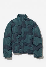 no 1009 Hokusai Green and Blue Wave Puffer Jacket