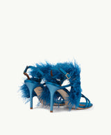 SONIA 85MM Blue Feather Heeled Sandals