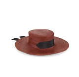 Bobbie Jean STRAW HAT IN COGNAC NATURAL WITH BLACK RIBBON