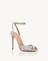 Tequila Heeled Sandal 105 in silver crystals