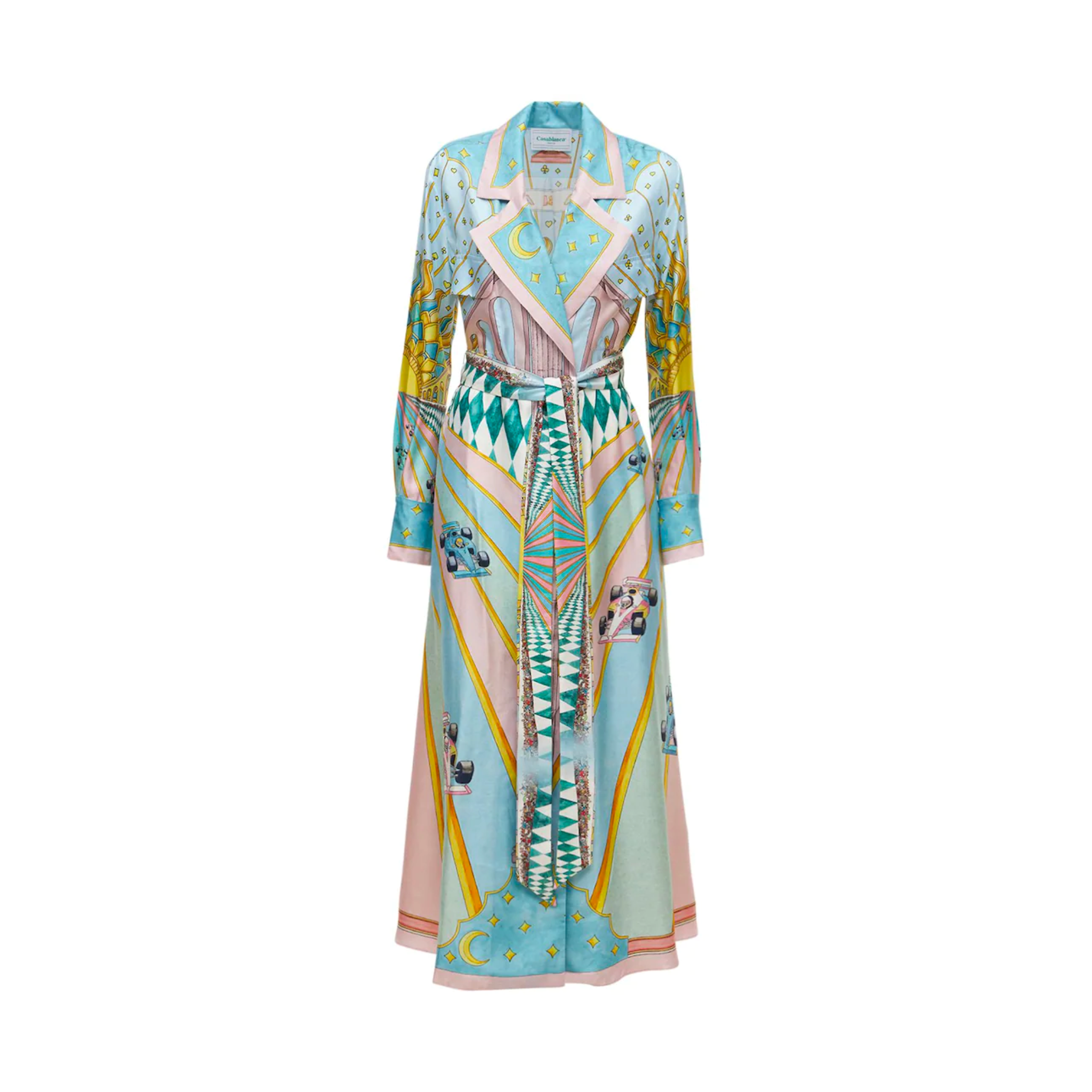 Casablanca Printed Silk Robe Dress with Belt