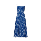 Kourtney Printed Georgette Midi Dress with Blue + White Pattern