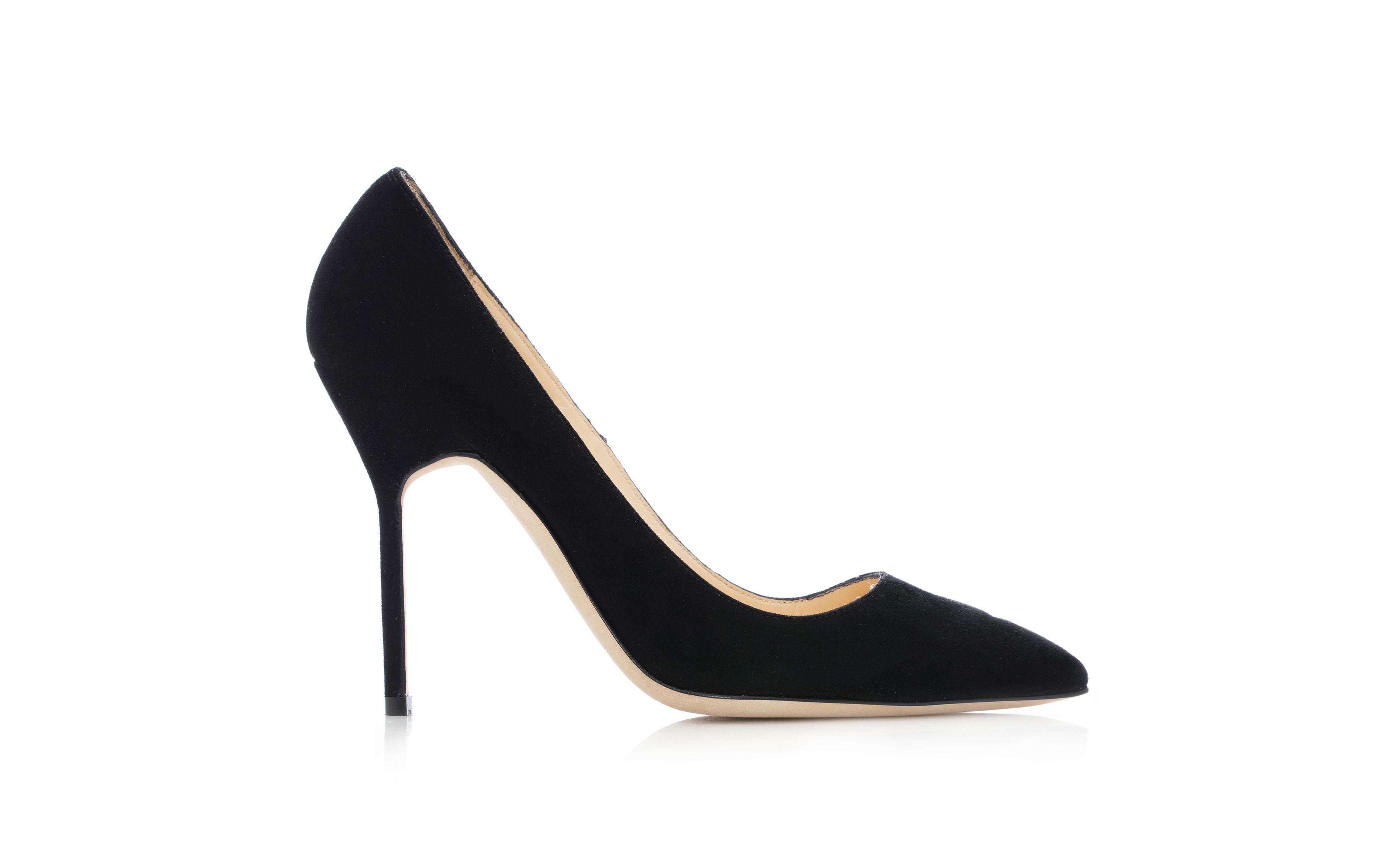 BB Black Suede Pointed Toe Pumps