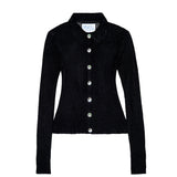BLACK LONG SLEEVE RIBBED CARDIGAN WITH BUTTONS
