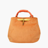 Secchiello Arancio Orange Velvet Handbag with Dragonfly Detail