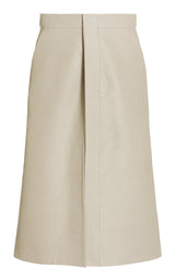 Lauren vegetarian leather midi skirt in light grey