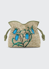 Flamenco Herbarium Clutch Bag with Blue Flower Detail