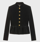 Chasseur peplum jacket in BLACK Velvet AND GOLD BUTTONS