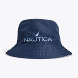 NAUTICA X Shark Week REVERSIBLE SHARK BUCKET HAT in white/navy