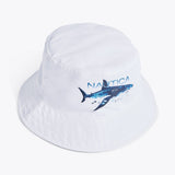 NAUTICA X Shark Week REVERSIBLE SHARK BUCKET HAT in white/navy