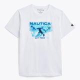 NAUTICA X Shark Week SUSTAINABLY CRAFTED SHARK GRAPHIC FRONT T-SHIRT IN WHITE