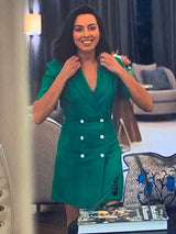 Maissane Green Double Breasted Dress